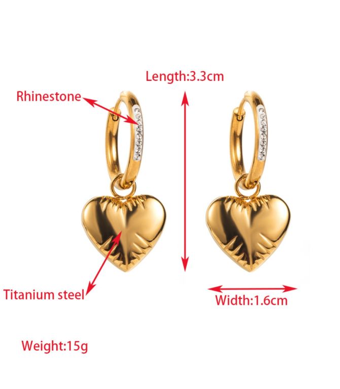 Aretes diamond heart hoop