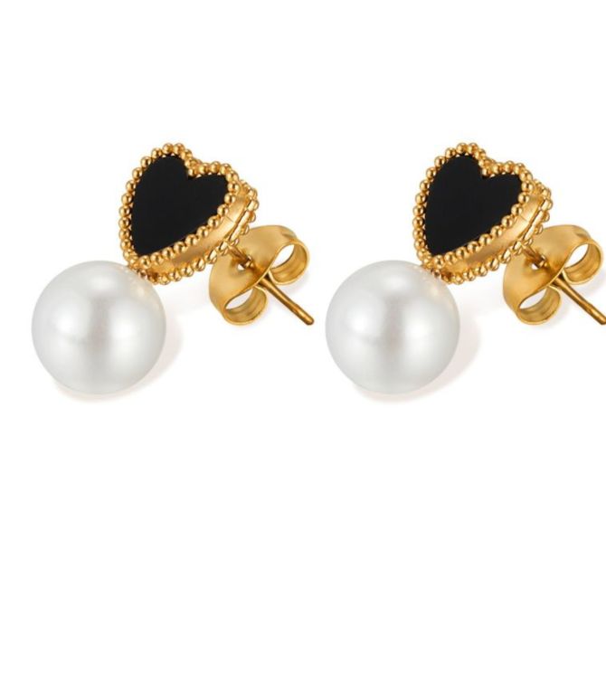 Aretes heart pearl