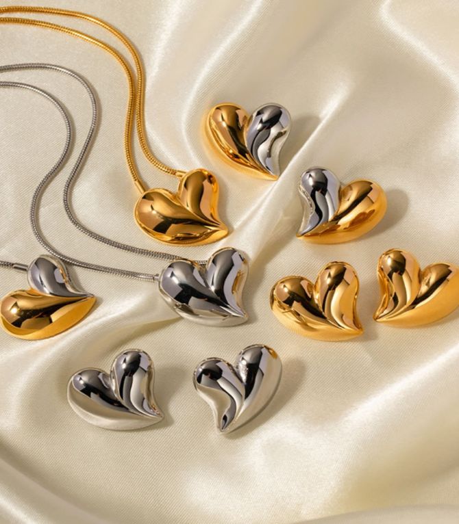 Aretes silver heart