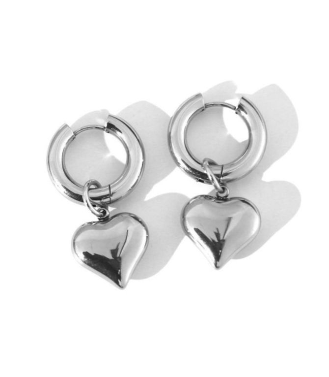 Aretes silver heart