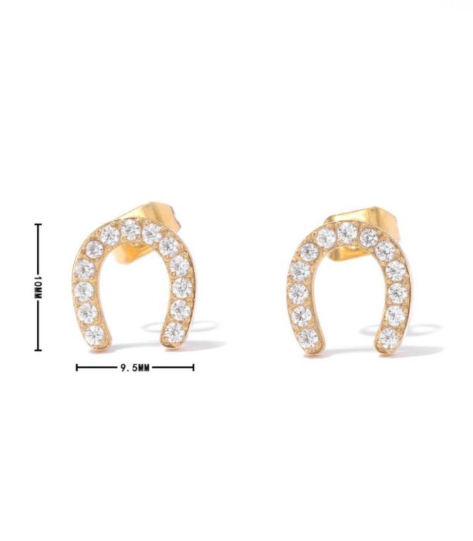 Aretes gold diamond horseshoe