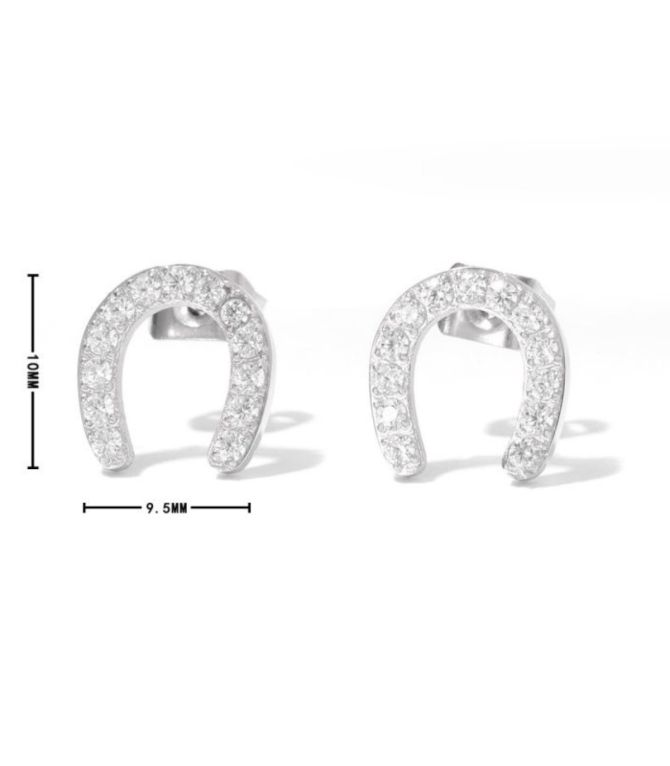 Aretes silver diamond horseshoe