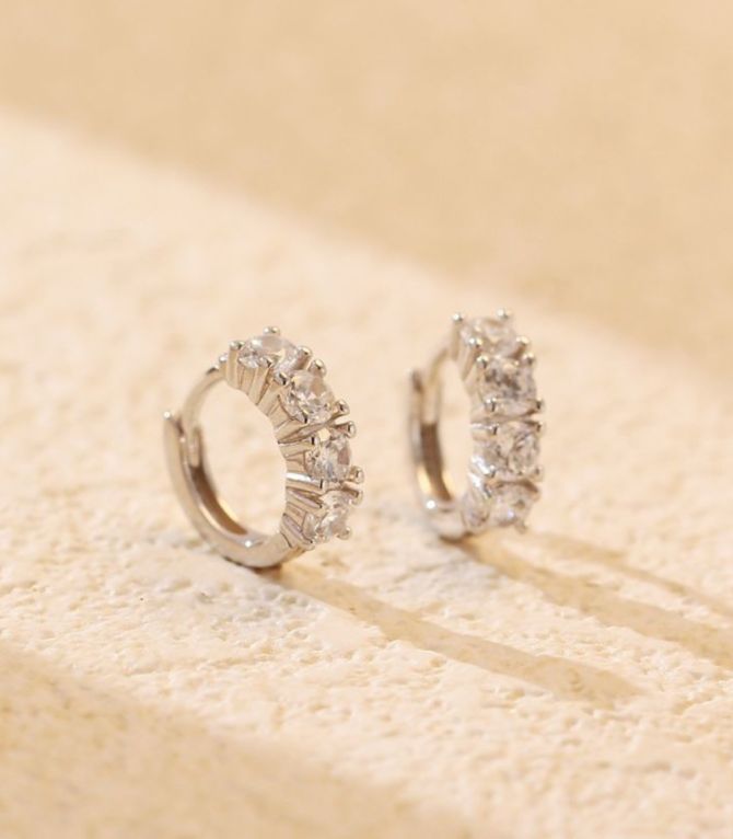 Aretes silver diamond round S925