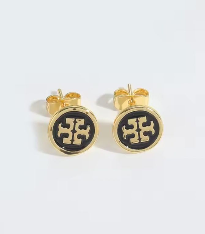 Aretes dorados círculo negro