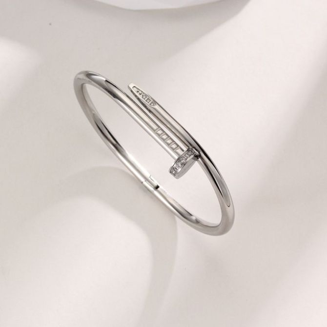 Brazalete silver nail with diamonds