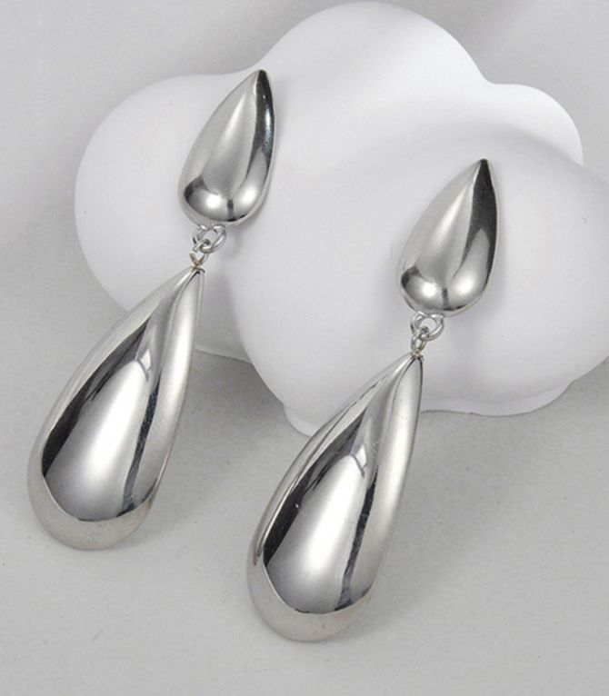 Aretes silver stainless steel drop