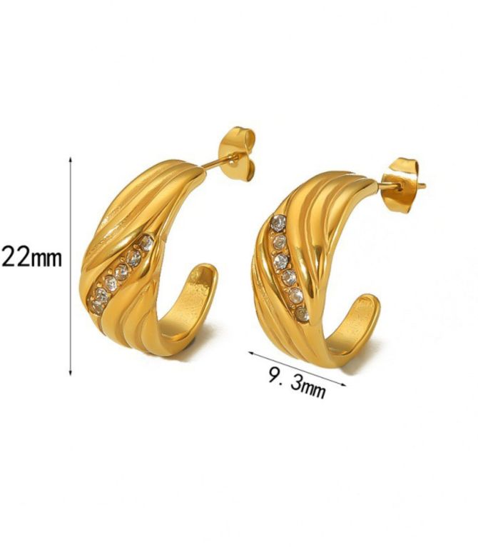 Aretes gold diamond c shaped