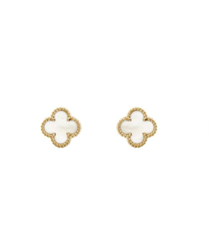 Aretes clover blanco .8cm