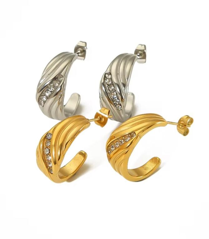 Aretes silver diamond c shaped