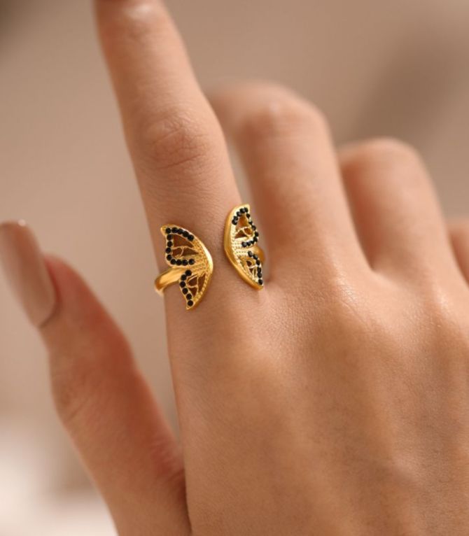 Anillo black diamond butterfly