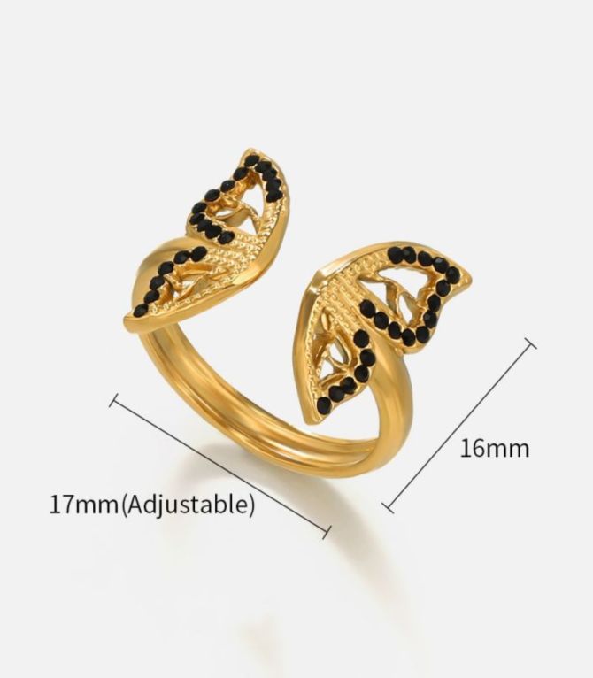 Anillo black diamond butterfly