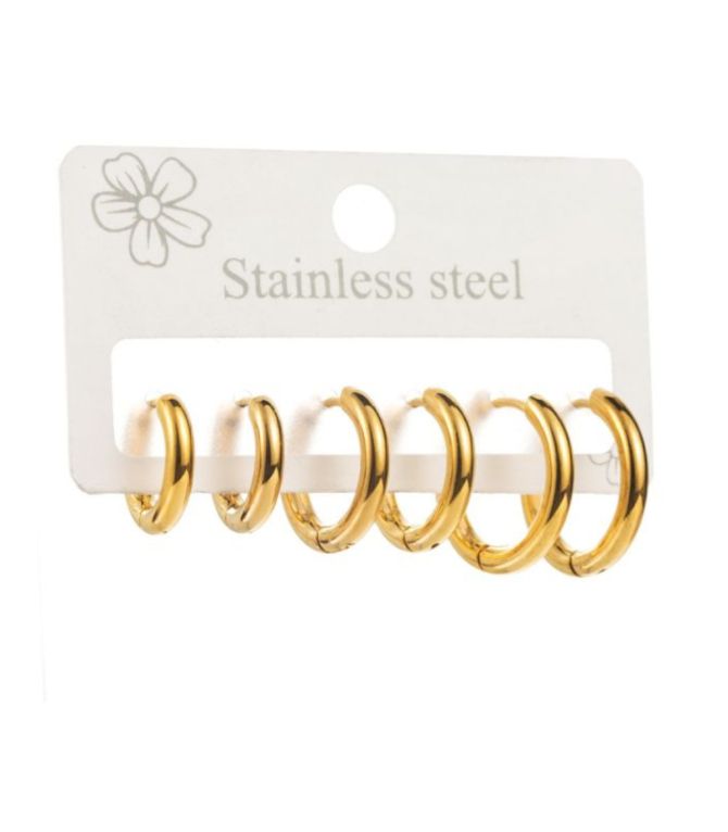 Aretes set gold k thin circle