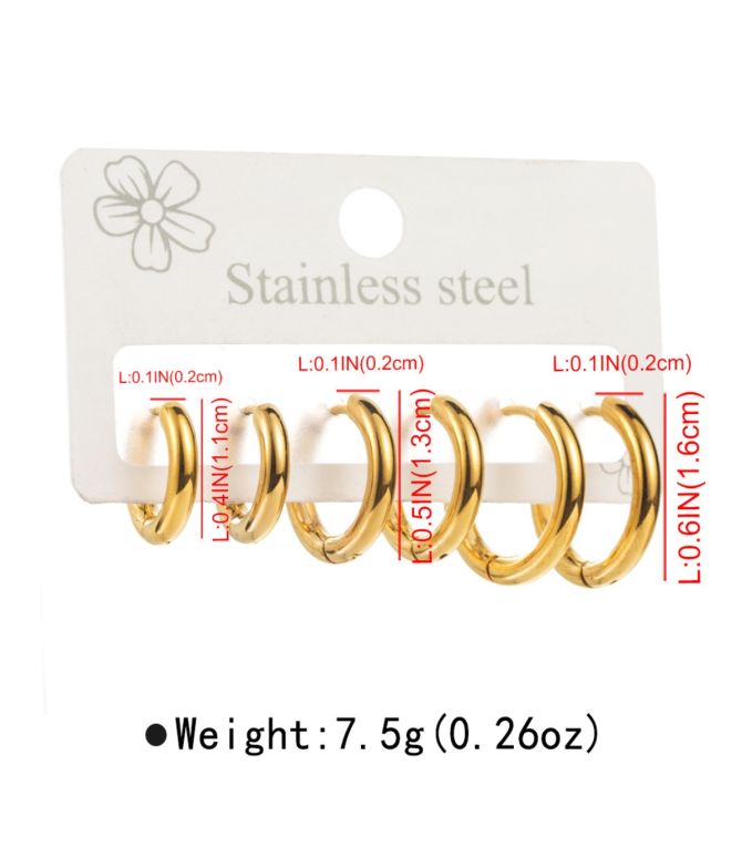 Aretes set gold k thin circle