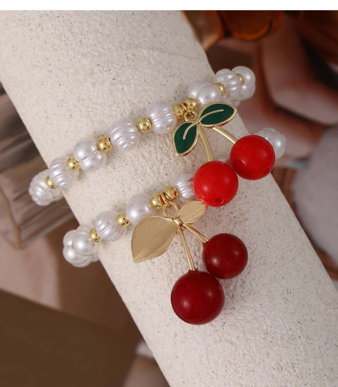 Brazalete pearl beaded cherry 1