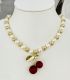 Collar pearl beaded cherry