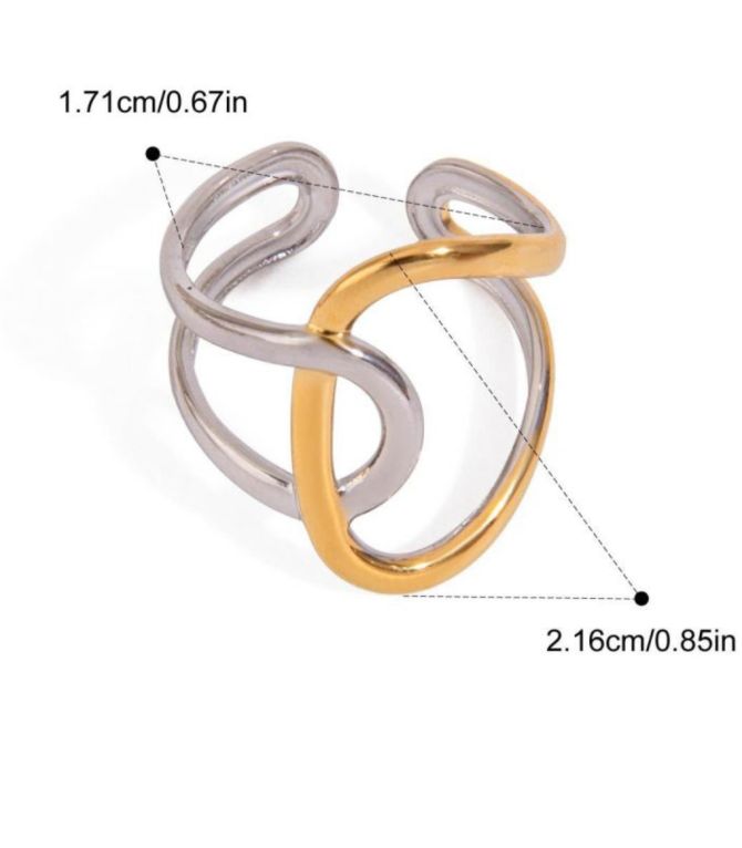 Anillo bicolor hollow 6