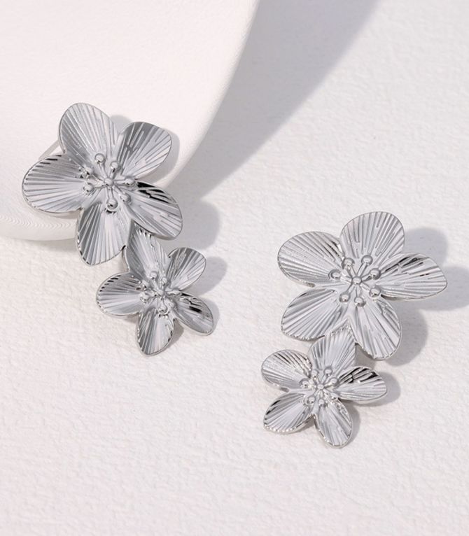 Aretes plata doble flor