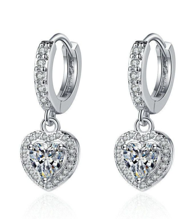 Aretes diamond heart hoop