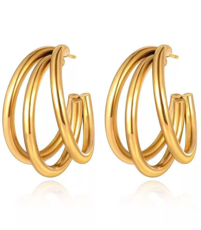 Aretes dorado multilayer