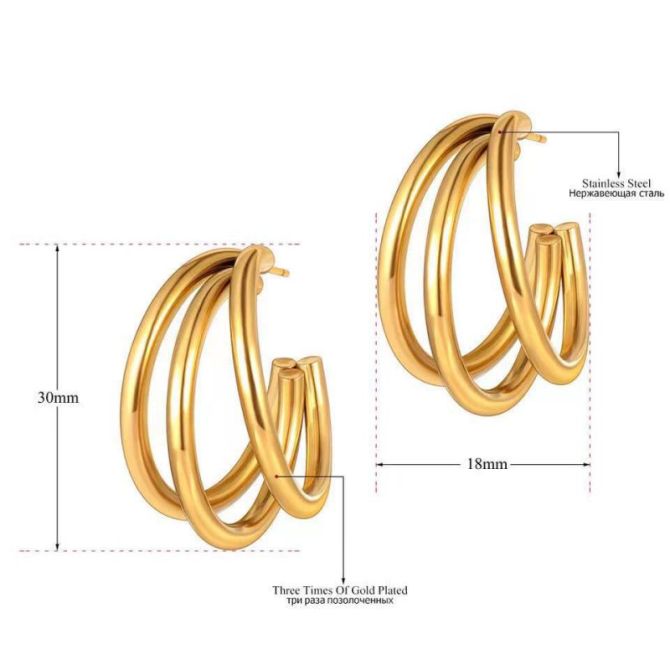 Aretes dorado multilayer