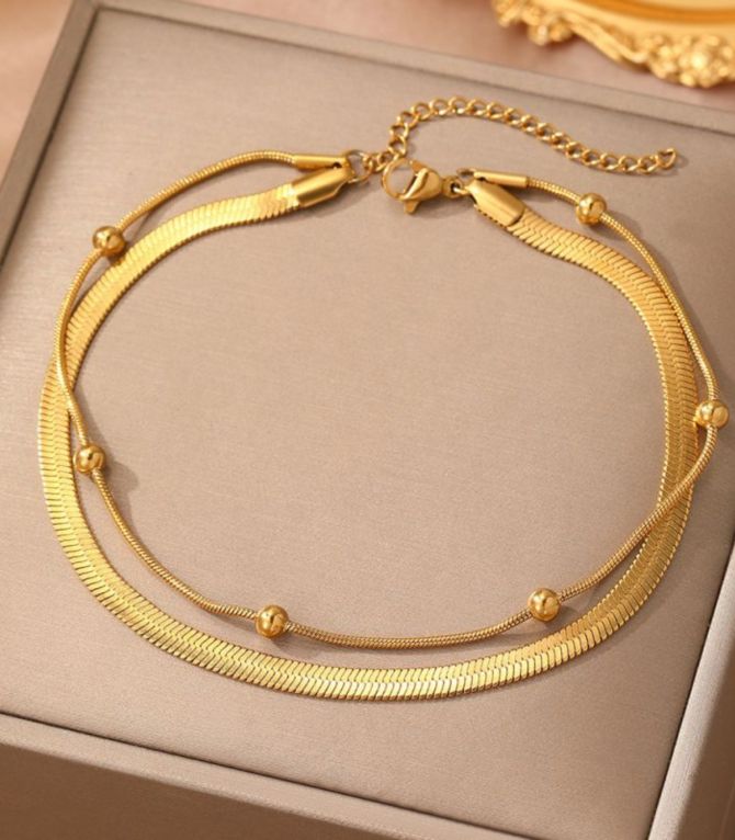 Tobillera gold double snake