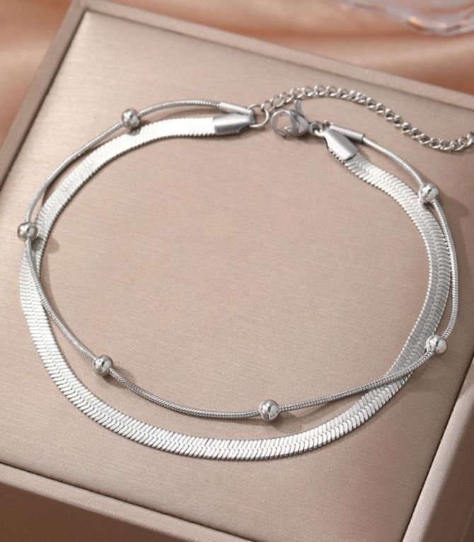 Tobillera silver double snake