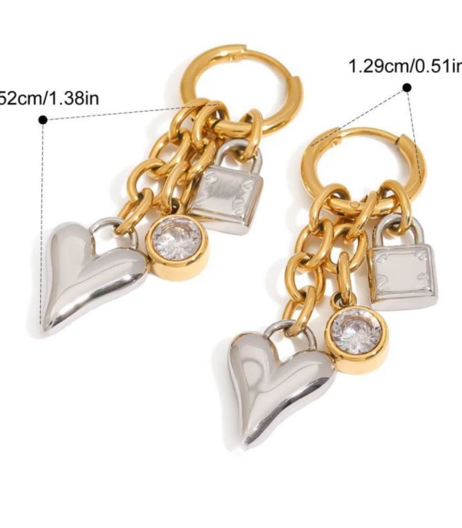 Aretes bicolor heart hoop