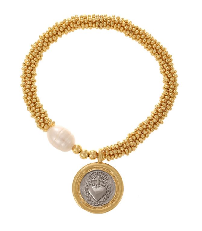Brazalete hear beaded pearl