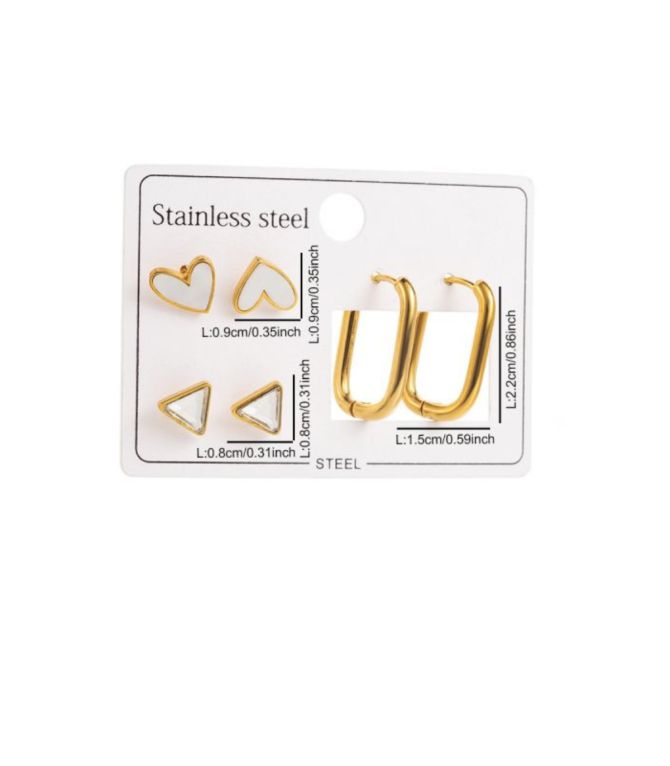 Aretes set oval corazón