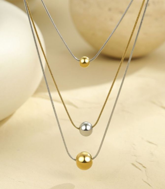 Collar threelayer round bead