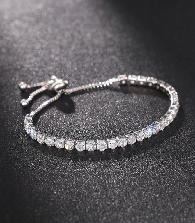 Brazalete silver white round