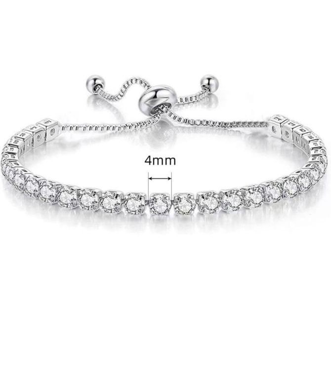 Brazalete silver white round