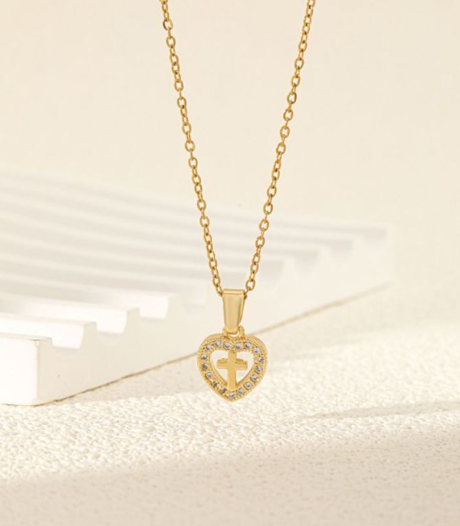 Collar diamond heart cross