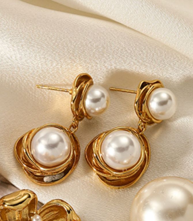 Aretes doble perla