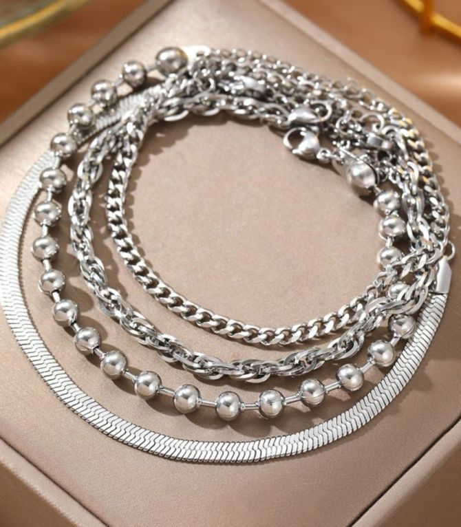 Brazalete silver multilayer chain