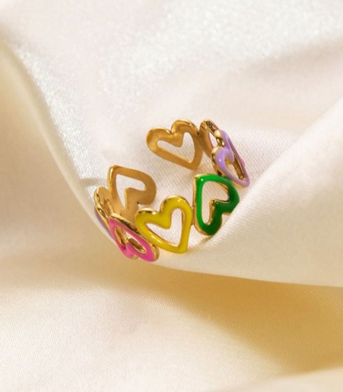 Anillo corazones colores