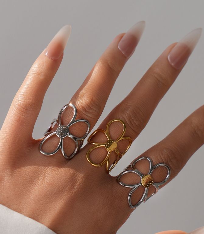 Anillo silver flower 1