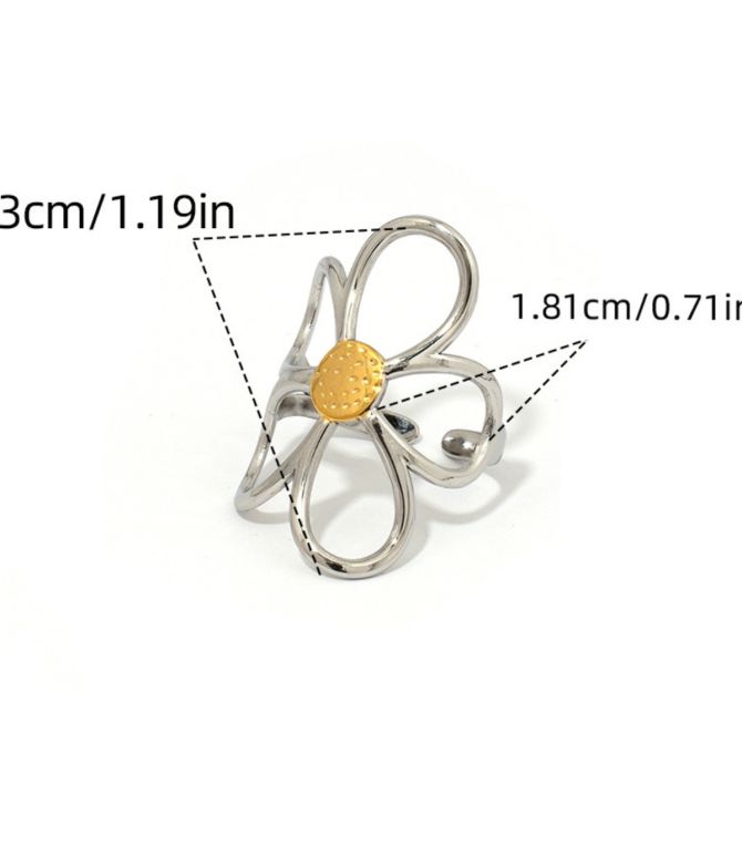 Anillo bicolor hollow flower