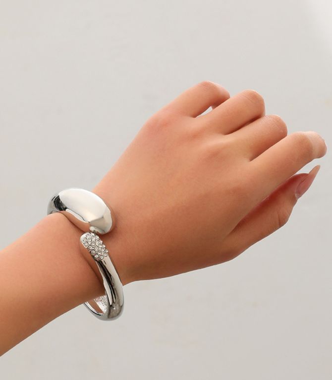 Brazalete silver diamond round