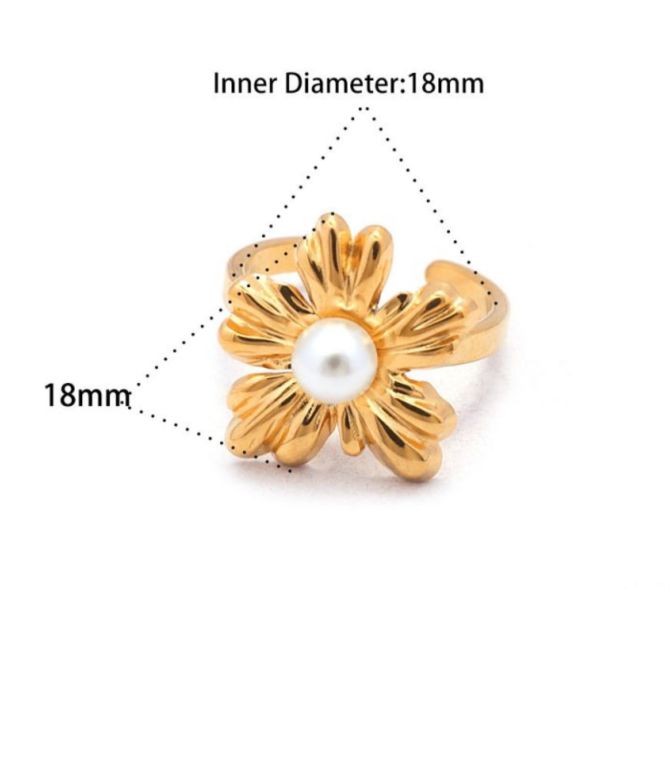 Anillo pearl flower irregular