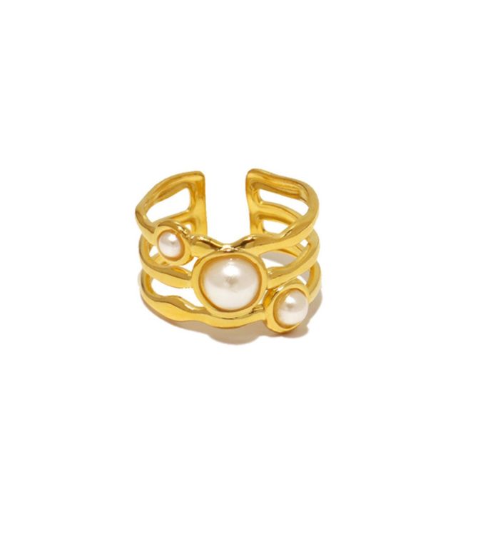 Anillo pearl hollow open