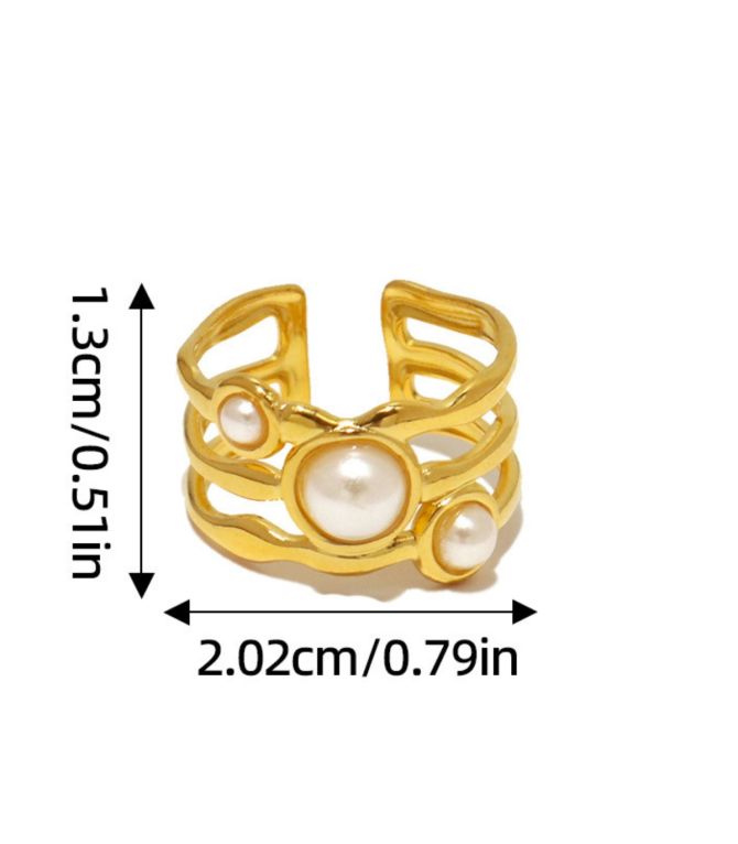 Anillo pearl hollow open