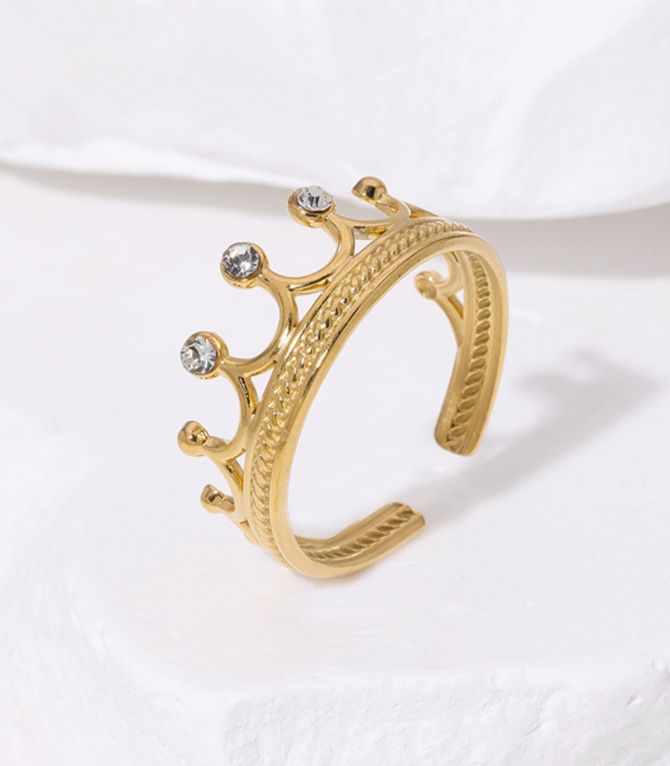 Anillo gold diamond crown