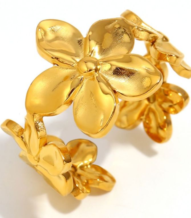 Anillo abierto flores