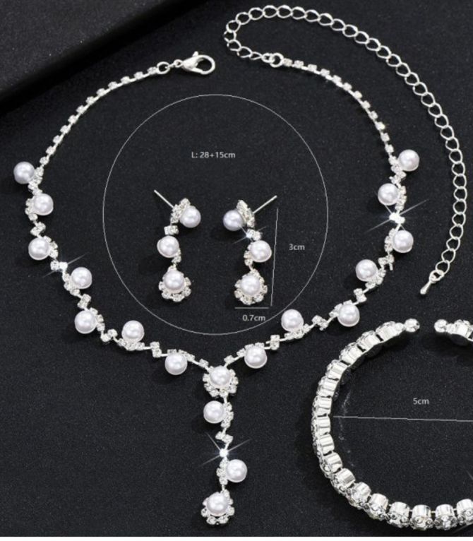 Collar y aretes diamond pearl