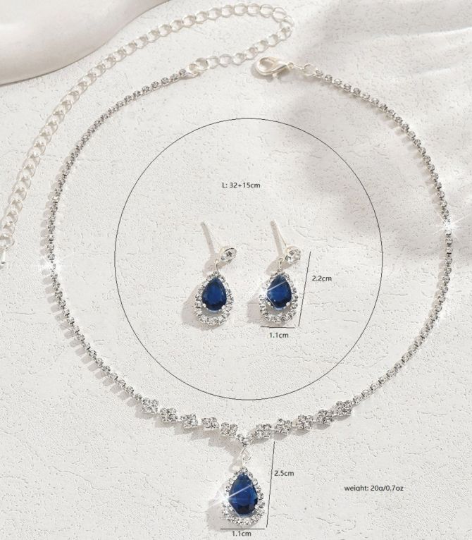 Collar y aretes blue diamond drop