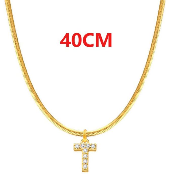 Collar zirconias letra t
