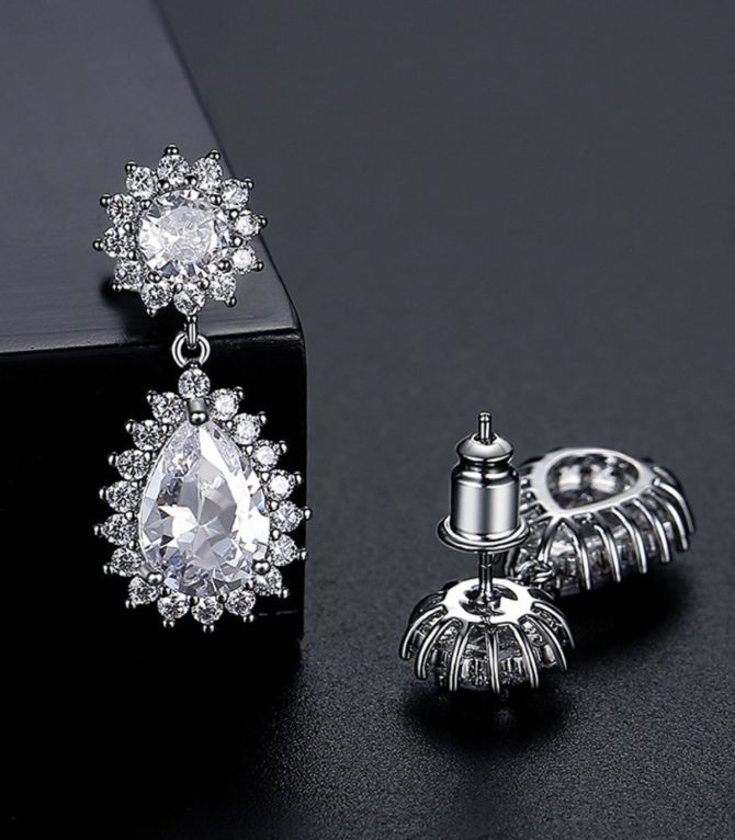 Aretes silver diamond