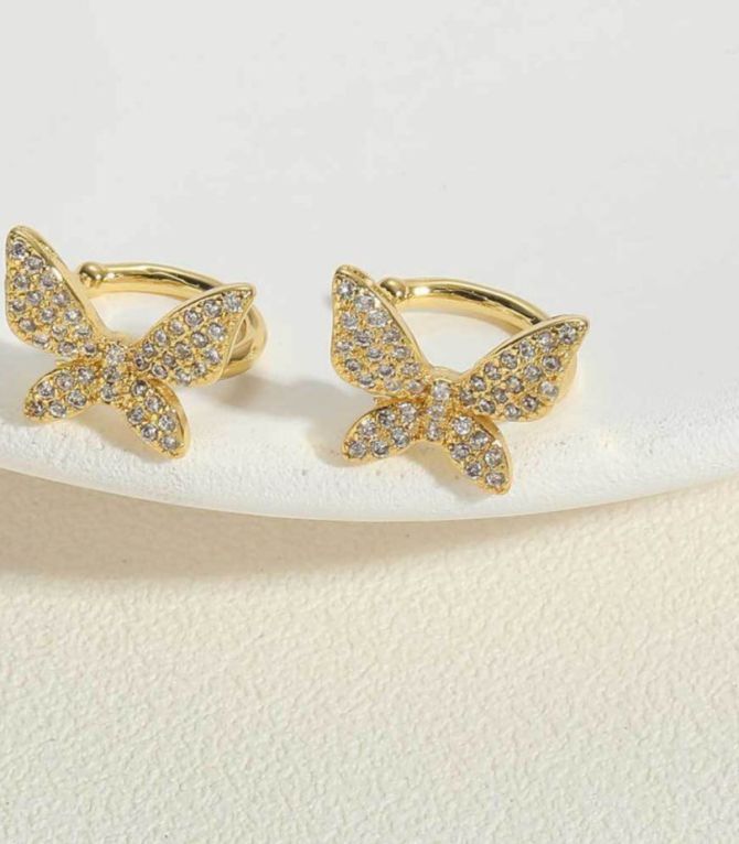 Aretes par gold ear clip butterfly