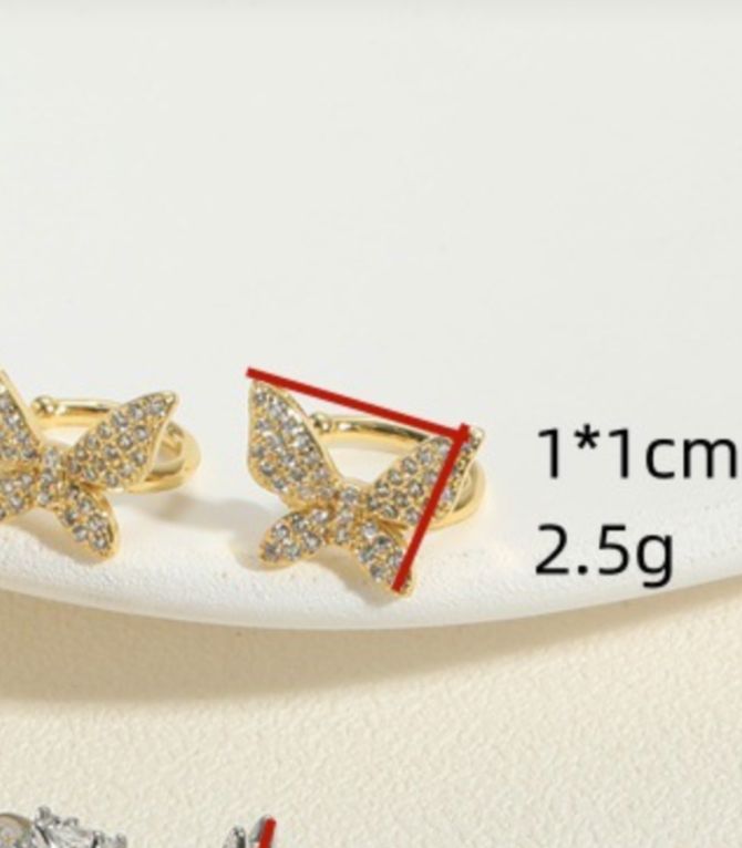 Aretes par gold ear clip butterfly